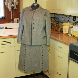 Vintage Wenger Austrian Wool Skirt Suit Set Lined Woman's Winter Outfit